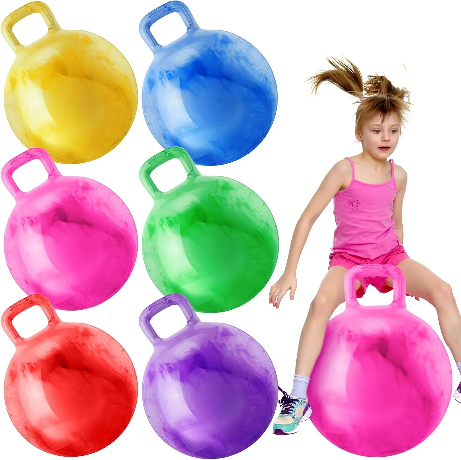 Pelota de tolva de 22 ", pelota que rebota, pelota para saltar, pelota hinchable con mango, juguetes de rebote para ejercicio para deportes al aire libre, juegos escolares