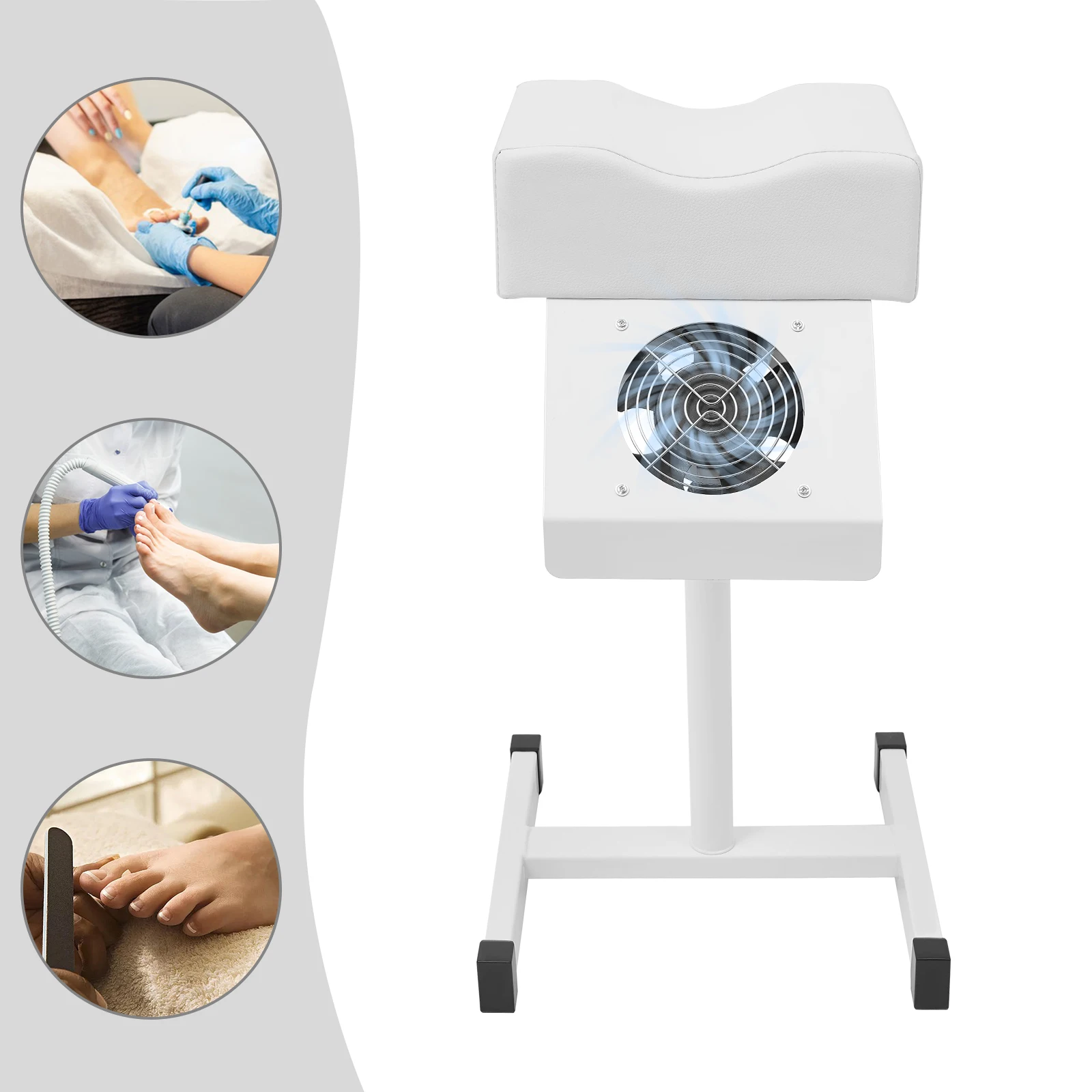 Cadeira de unhas 22W 220V com aspirador de pó branco metal PVC padrão UE 2600rpm para salões para cuidados com os pés