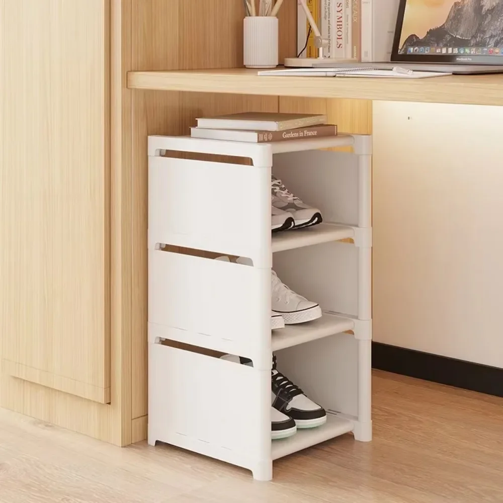 5-8 Layer Shoe Rack Metal Multi-Layer Stackable Adjustable Simple Shoe Cabinet with Compartment Cloth for Wall Corner Entrance
