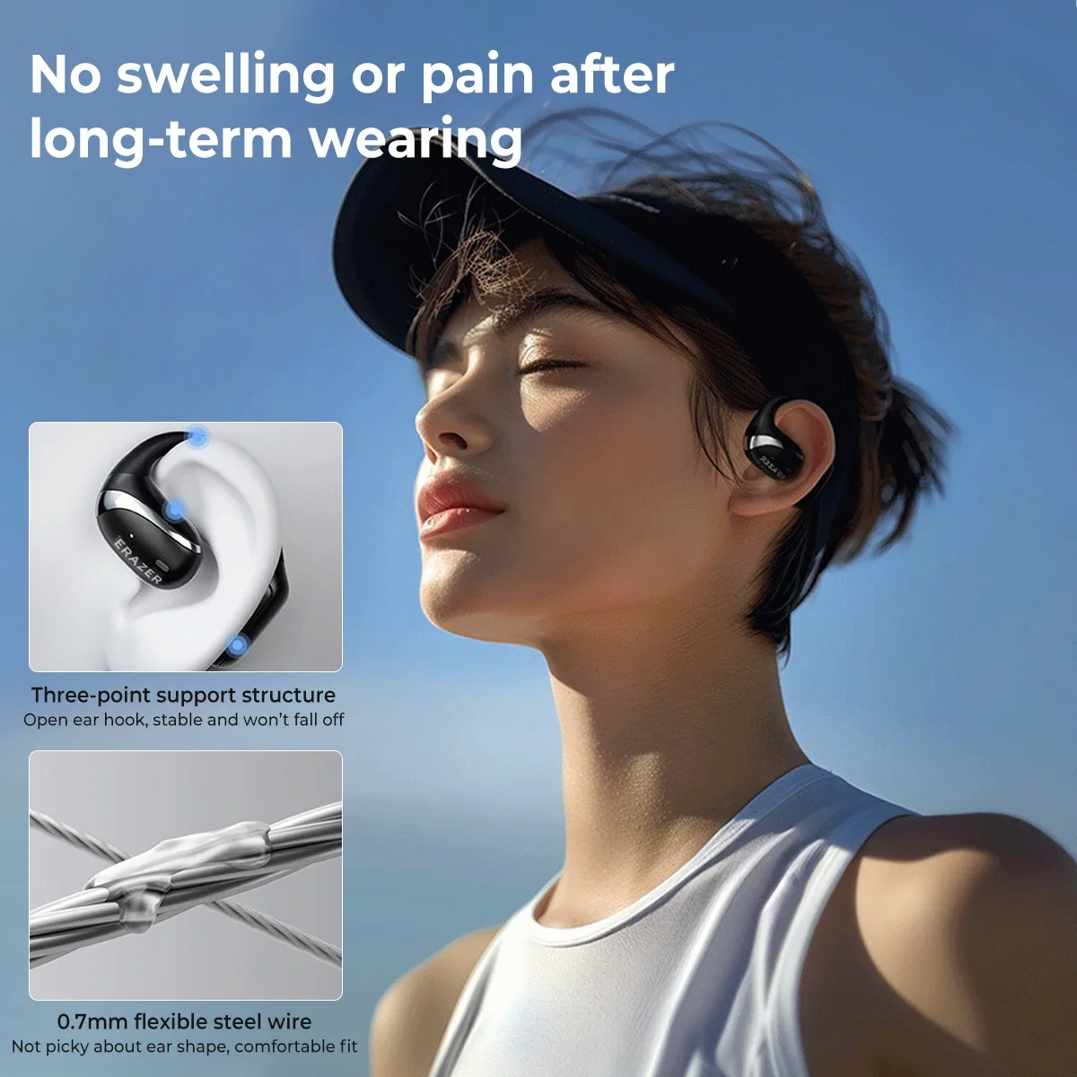 Lenovo ERAZER X9 Fones de ouvido sem fio OWS HiFi Estéreo Esportes Fones de ouvido Bluetooth abertos com microfone Chamada Redução de ruído à prova d'água