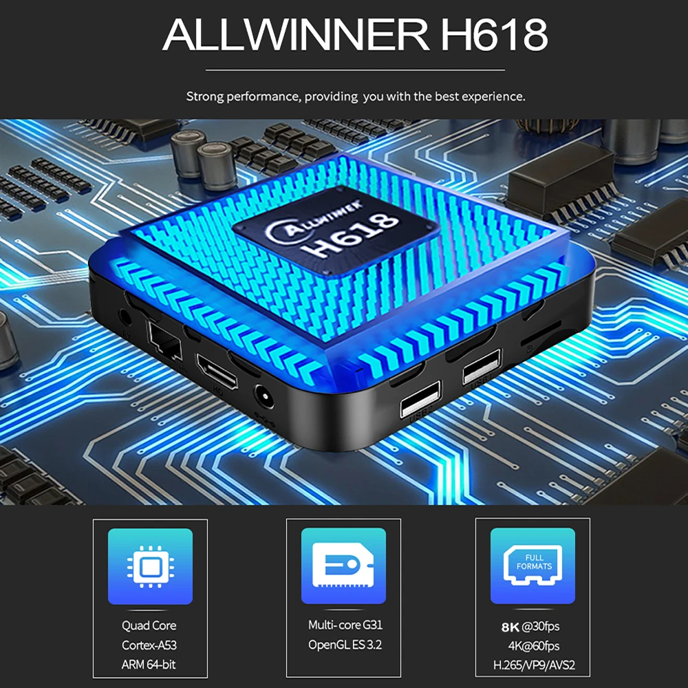 H618 Android 14 T95 Max Smart TV Box, Double Wifi, 2.4G & 5.8G, 6K, 3D Ram, 8G Rom, 128 Go, 64 Go Assistant vocal, Fast Box Media First, Nouveau