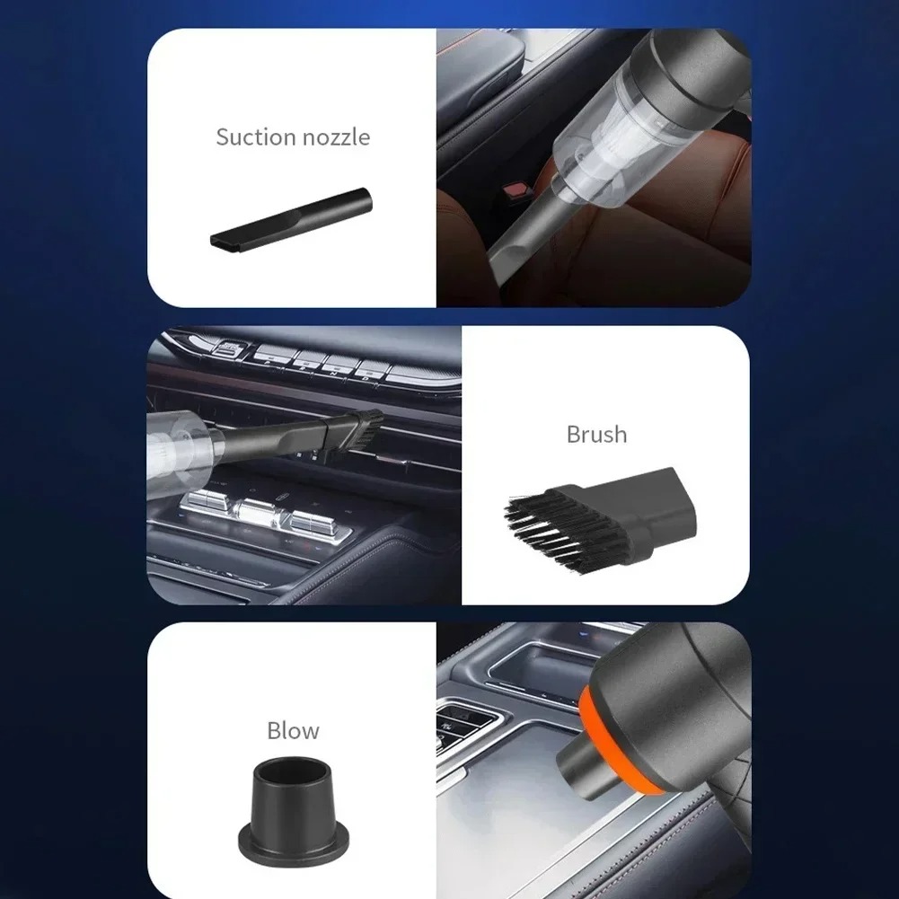 Aspirador de pó sem fio para carro, 9000pa, carregamento usb, 1200mah, aparelho de limpeza portátil, mini aspirador de pó molhado e seco doméstico