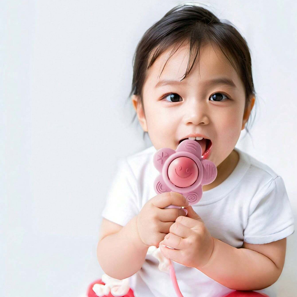 3-in-1Baby Teething Rattle with Chewable Gripper&Shaker Sensory Toy to Boost Vision/Hearing Unisex Gift for Birthdays/Holidays