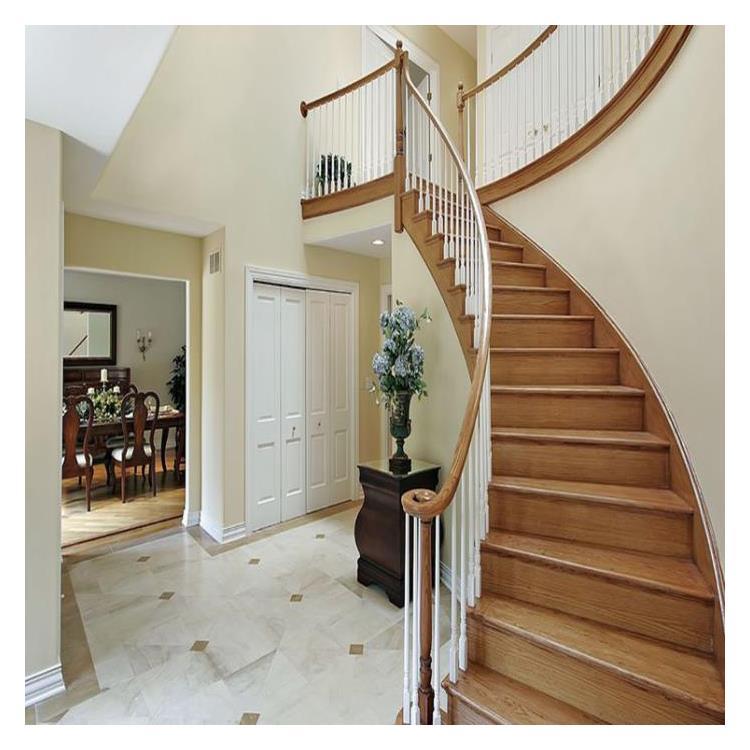 Escada espiral interna de design moderno de alta qualidade, escada espiral de aço, degraus de escada de carvalho, escada curvada de vidro