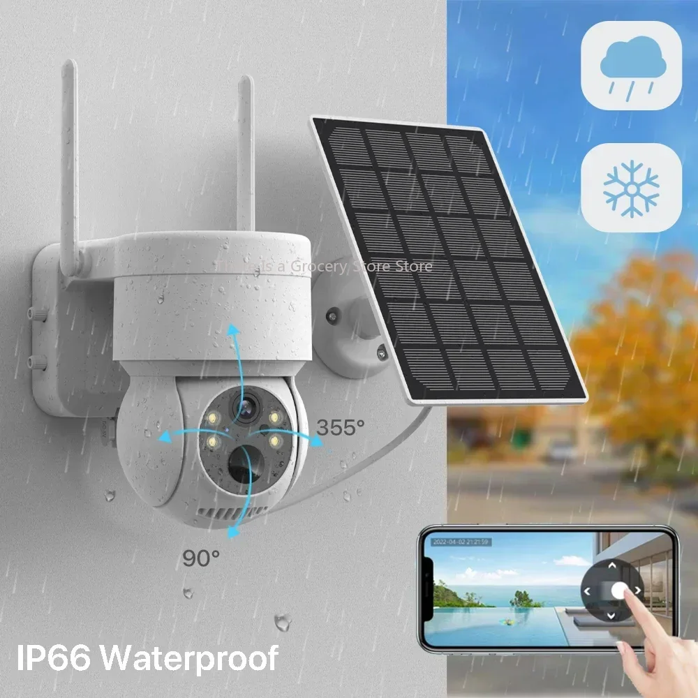 Wifi Outdoor Solar Draadloze Netwerkcamera 4MP HD Ingebouwde Batterij Videobewakingscamera Lange Standby ICsee APP