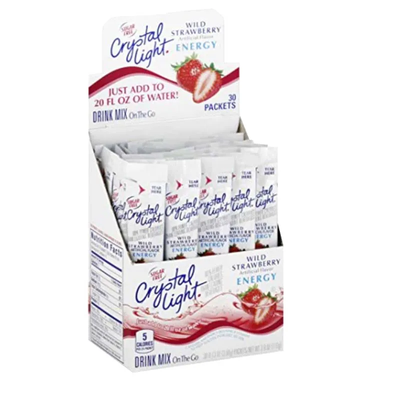 Crystal Light Wild Strawberry Energy Mix 3.88oz(110g)(30 Packets)*1 box