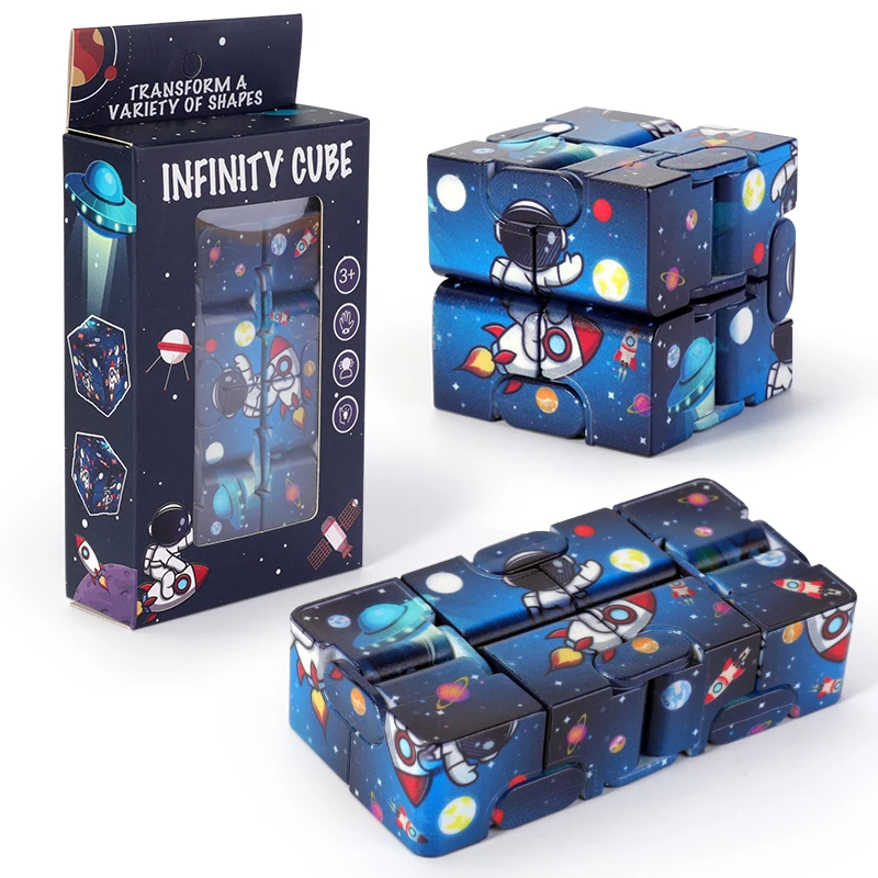 Cube Fidget de noël polyvalent et infini coloré, Cube de ciel étoilé coloré et ensemble de jouets à poignée Fidget