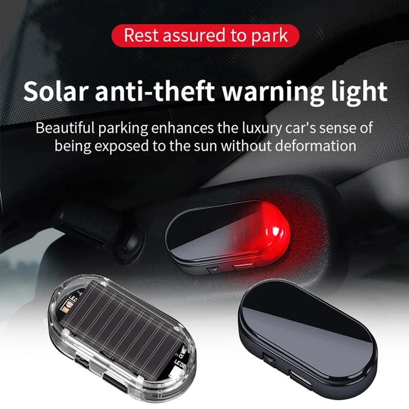 Samochodowa solarna LED migająca lampka antykradzieżowa montowana w pojeździe Bezprzewodowe światła ostrzegawcze Ładowarka USB Mini Uniwersalne akcesoria samochodowe