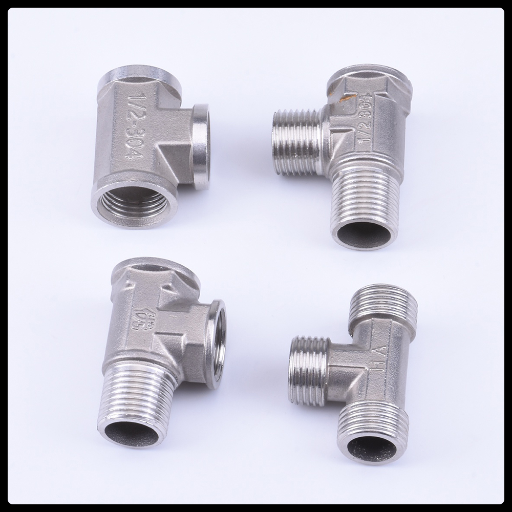 1/2 3/4 BSP 304 rosca macho hembra de acero inoxidable tipo T reductor codo adaptador de junta a tope acoplador accesorios de plomería