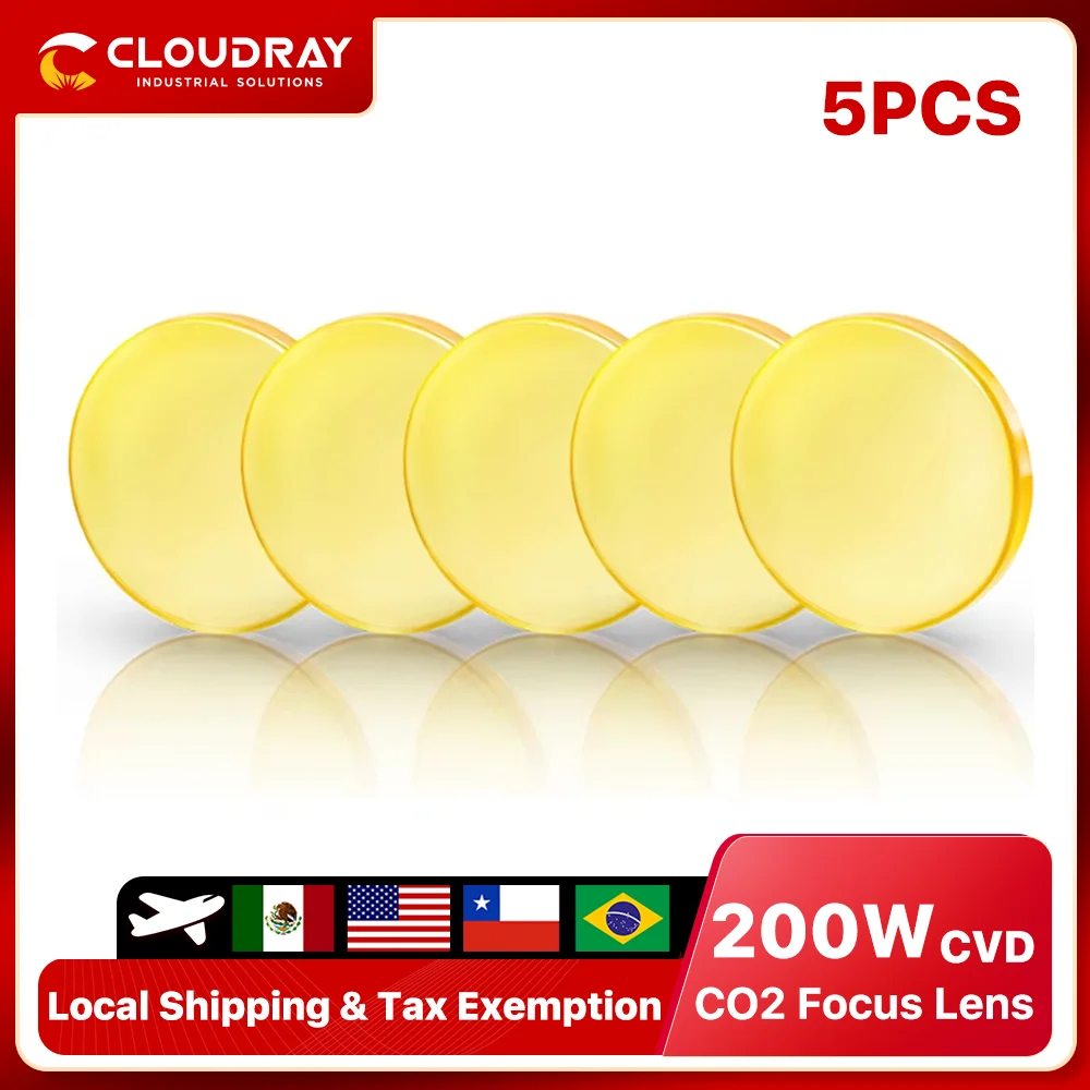 Cloudray 1/5PCS Focus Lens USA CVD ZnSe DIA 12/18/20mm for 0-200W CO2 Laser Engraving Cutting Machine