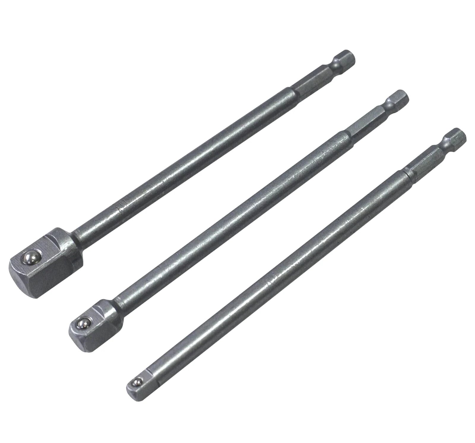 3pc 150mm adaptador parafuso elétrico 1/2 driver cabeça quadrada 3/8 hexagonal 1/4 adaptador estendido ferramenta conjunto de acessórios