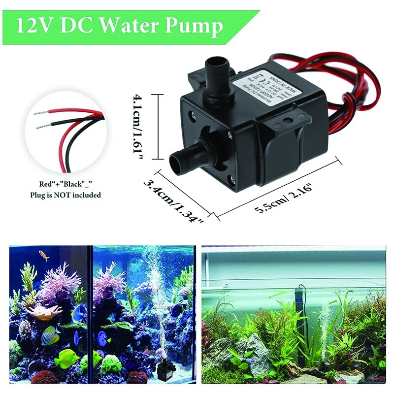 240L/H ปั๊มน้ํา DC 12V มอเตอร์ไร้แปรงหมุนเวียน Submersible ปั๊มน้ําเหมาะสําหรับพิพิธภัณฑ์สัตว์น้ําถังปลา Ponds น้ําพุ