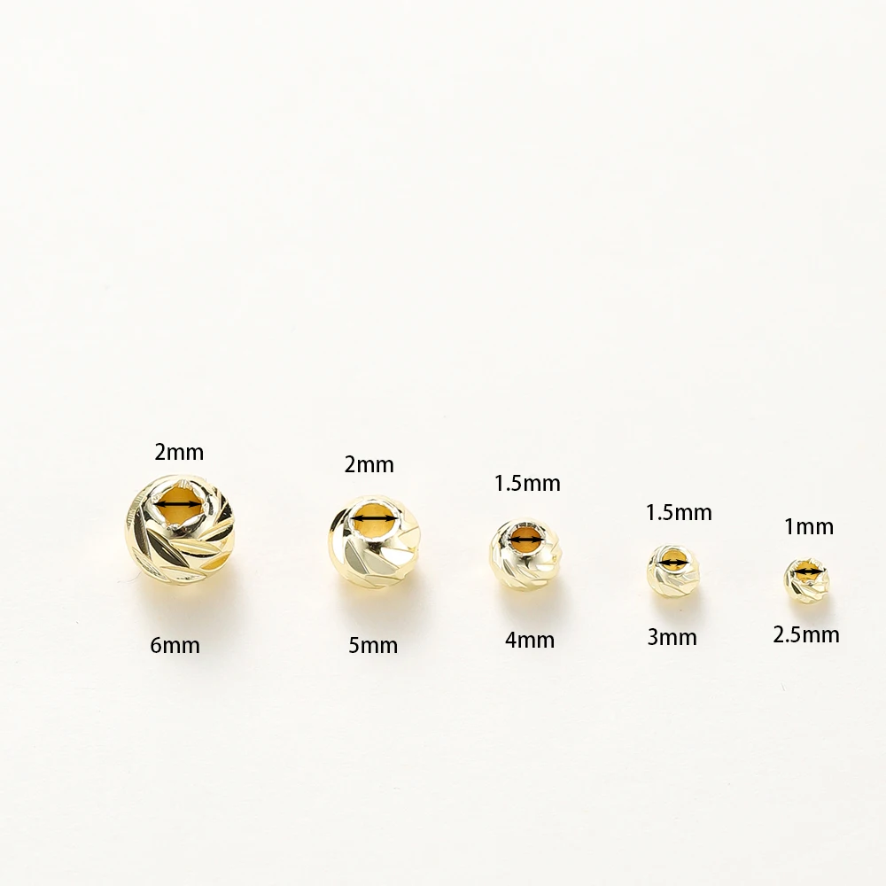 DIY ジュエリーアクセサリー 14 K/18 K ゴールドメッキストライプカットフラワービーズ 2.5/3/4/5/6 ミリメートルスペーサービーズバルクハンドビーズ素材