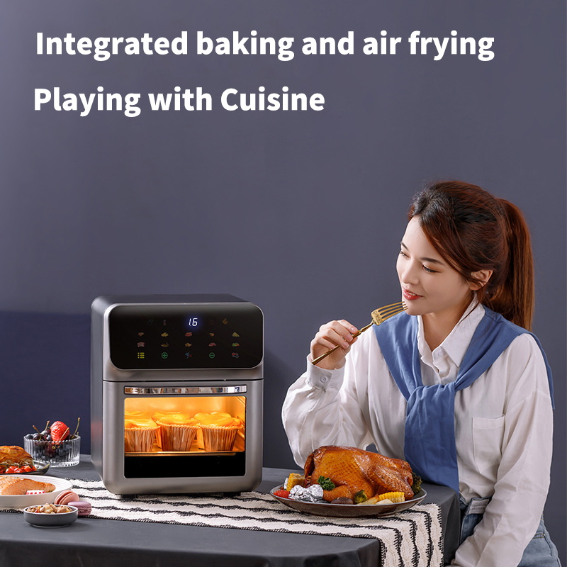 Friteuses à air électriques de grande capacité, sans huile, cuisine domestique automatique, four à convection de cuisson à 360 °, friteuse profonde sans huile, 10l