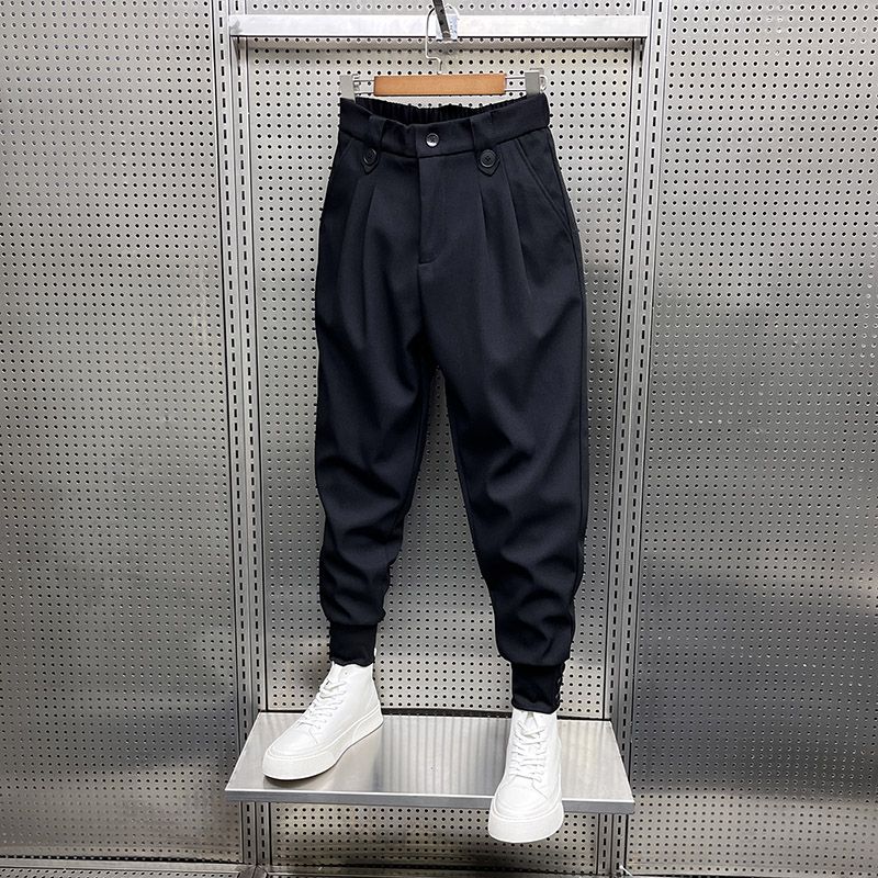 2024 New Spring and Autumn Fashion Brand Wrinkled and Handsome High Waist Button Loose Casual Harlan Suit Pants for Men