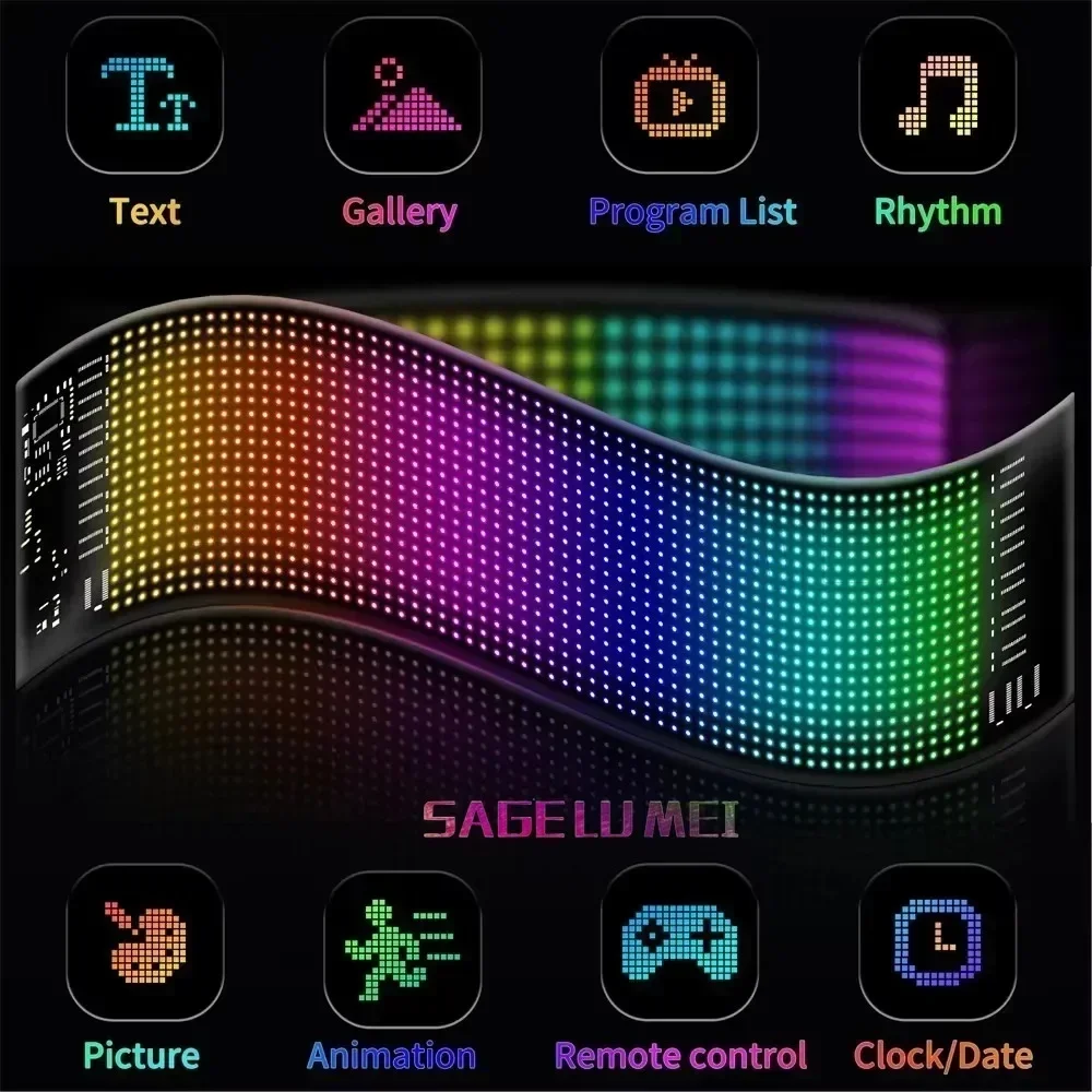 Ojos de camión DIY programable RGB LED Panel de píxeles de matriz señal de coche Panel LED de animación pantalla Flexible luz Bluetooth Control por aplicación