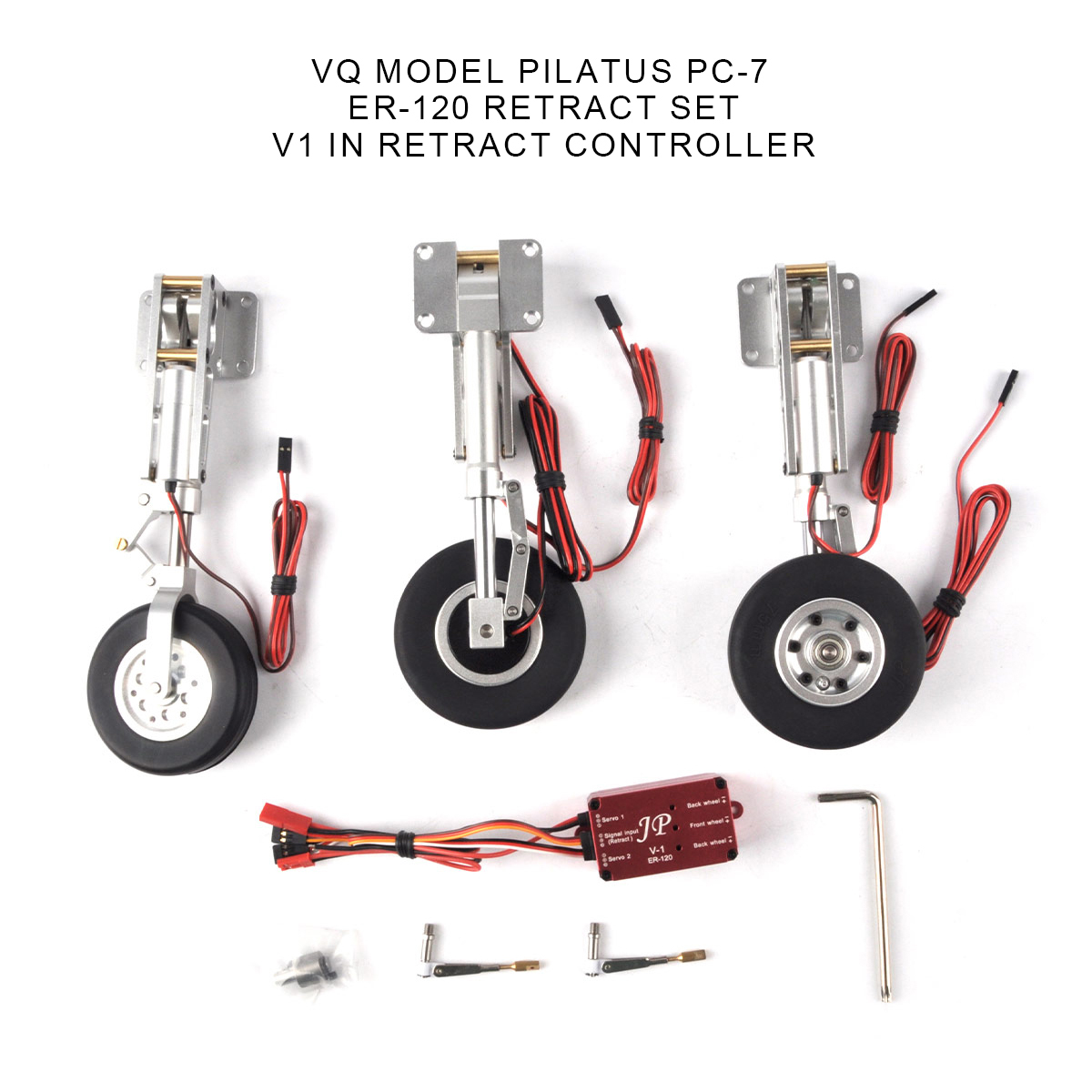 Conjunto completo de trem de pouso elétrico JPHOBBY ER-120 com freios para avião de jatos de aviação modelo VQ PC-7 RC