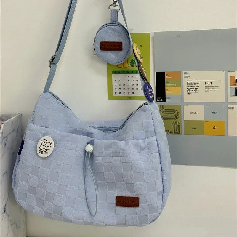 Xiuya Harajuku Stil College Umhängetasche Einfarbig Plaid Print Große Kapazität Schulter Tasche Neue Nette Mode Designer Handtasche