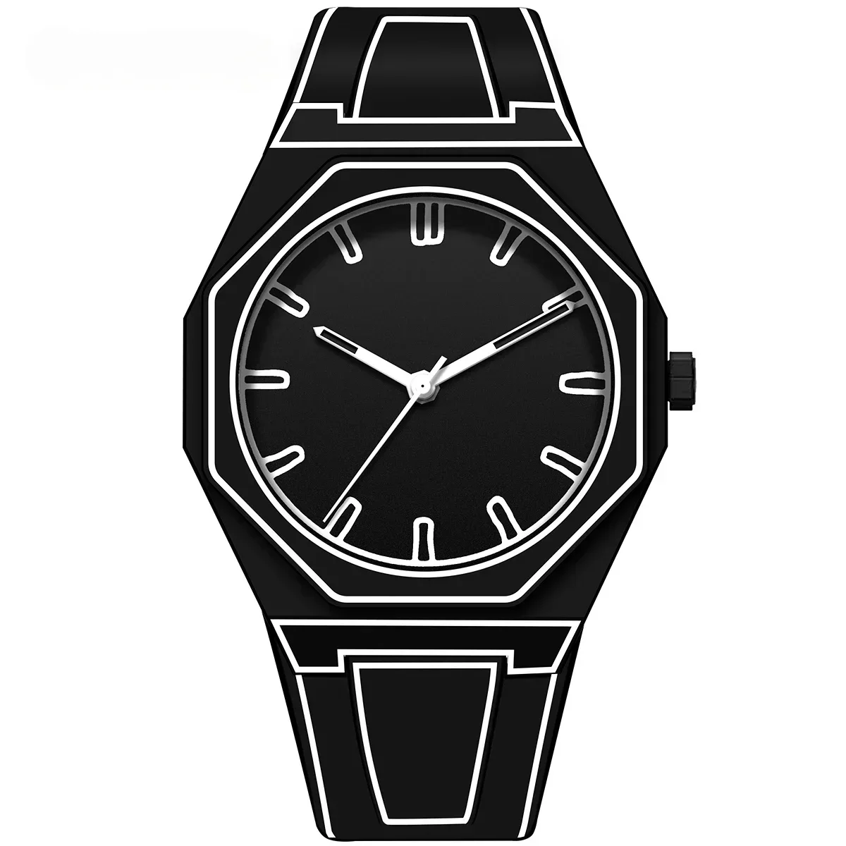 Reloj deportivo y de ocio creativo con bocetos minimalistas modernos Reloj impermeable de diseño creativo