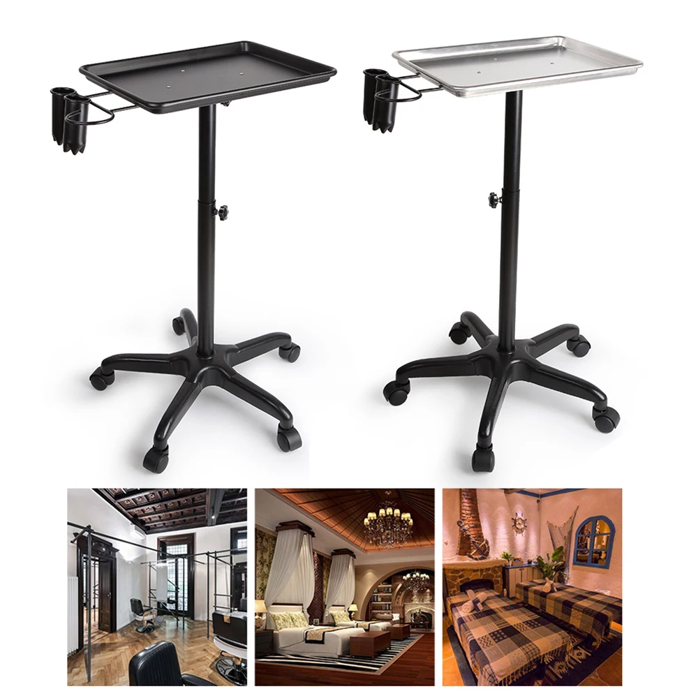 Argento/Nero Salone Spa Bellezza Tattoo Servizio di rotolamento in metallo Vassoio per strumenti Supporto mobile per rotolamento Stilista Carrello per strumenti Tatoo