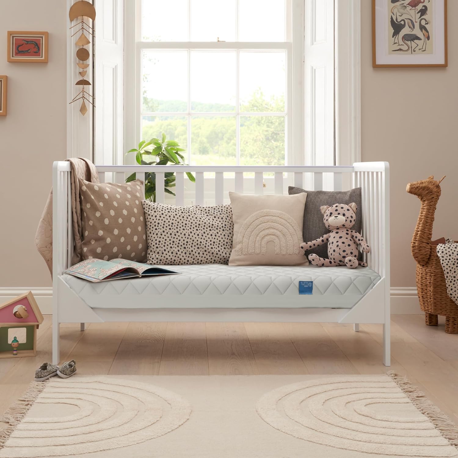 Bambini Sprung Cot Mattress 140 x 70 cm - Hypoallergenic, Breathable & Wipeable Baby Mattress for Travel Cot & Crib, Soft