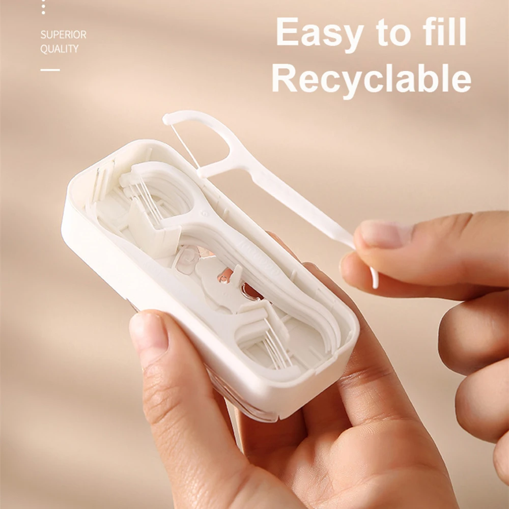 ทันตกรรมไหมขัดฟัน Stick Storage Dispenser ไม้จิ้มฟันแบบพกพาพร้อมผู้ถือด้าย Picks สําหรับเครื่องมือทําความสะอาดฟันขนาดเล็ก Hilo กล่องเก็บ