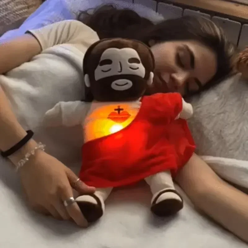 40cm respiração jesus acalmar brinquedo de pelúcia para crianças macio calmante jesus plushies reconfortante jesus coração brinquedo páscoa presentes de natal