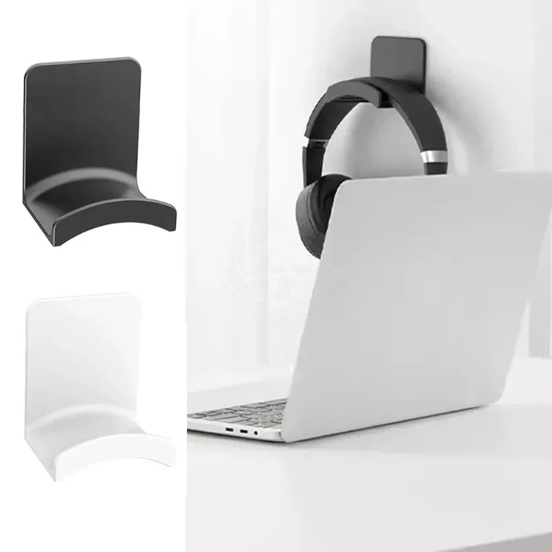 Universal Headphone Stand Adhensive Plastic Wall Mount Hanger Under Desk Headset Rack Holder Support for Gaming Earphone Bracket