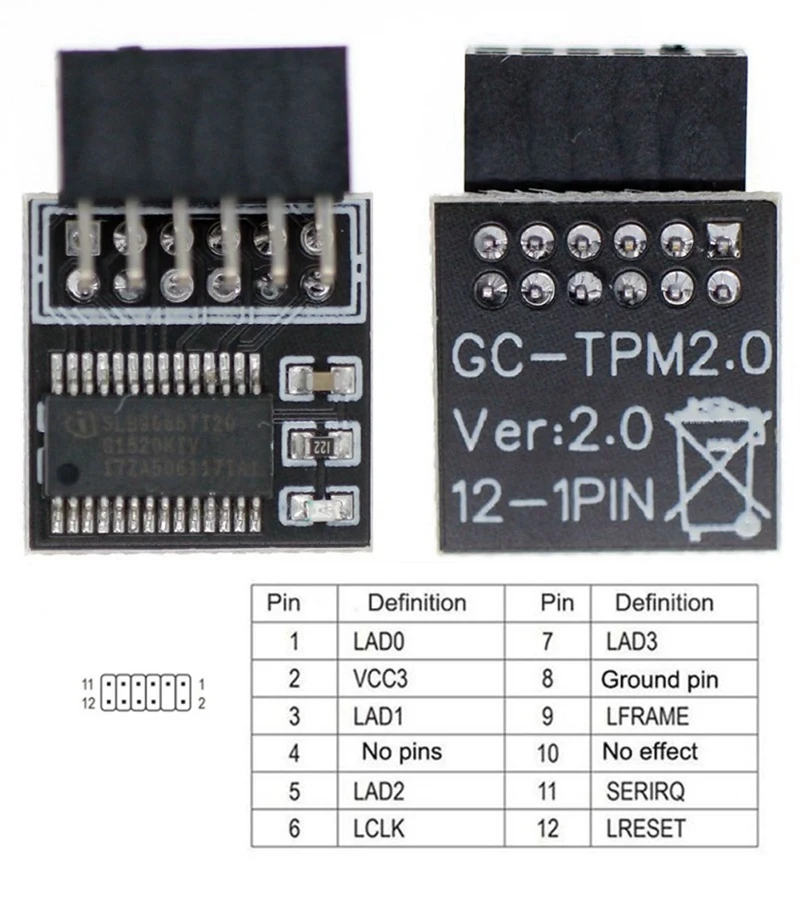 TPM 2.0การเข้ารหัสโมดูลความปลอดภัย Remote Card LPC-12PIN โมดูลสำหรับ GIGABYTE 12PIN LPC TPM2.0 LPC 12 Pin โมดูล
