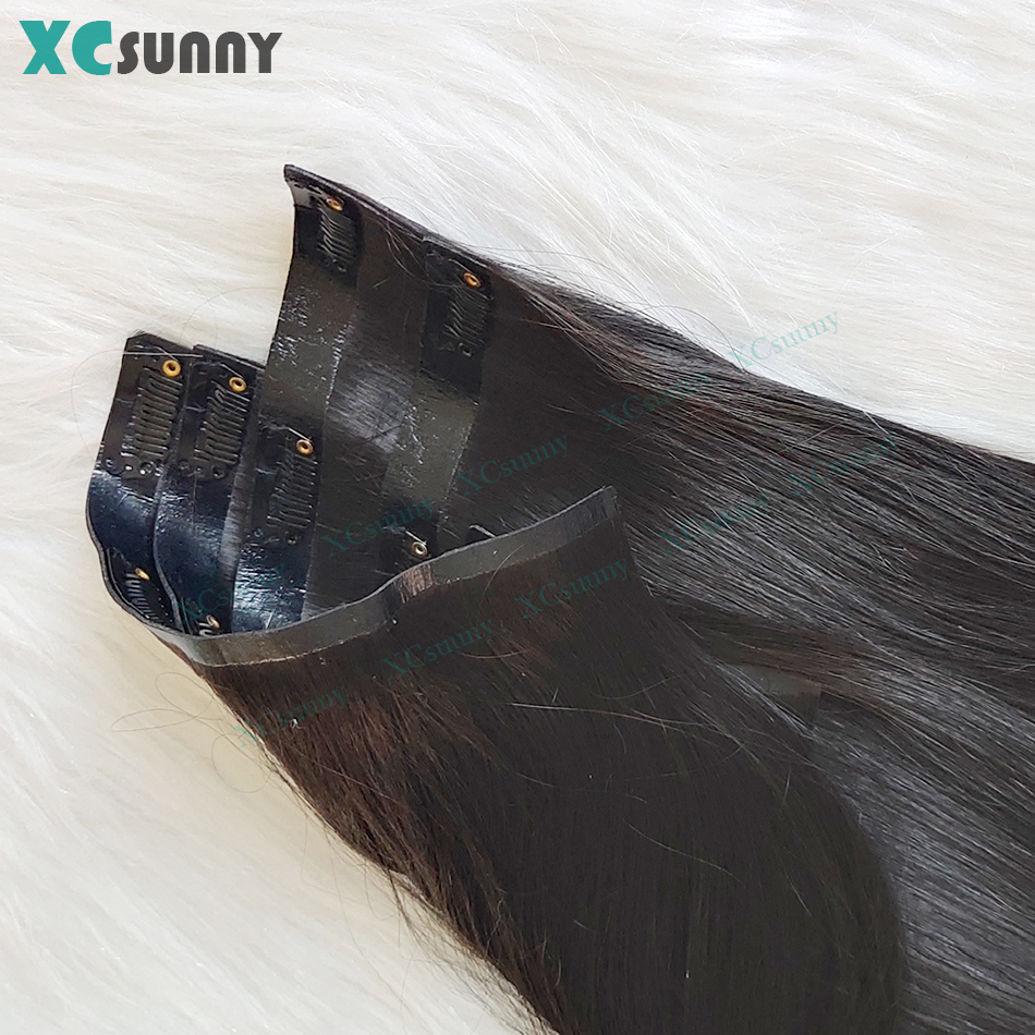 Clip droit sans couture Ins cheveux humains pince en polyuréthane dans les Extensions de cheveux cheveux humains Double dessiné peau trame pince pour les femmes 100g-240g