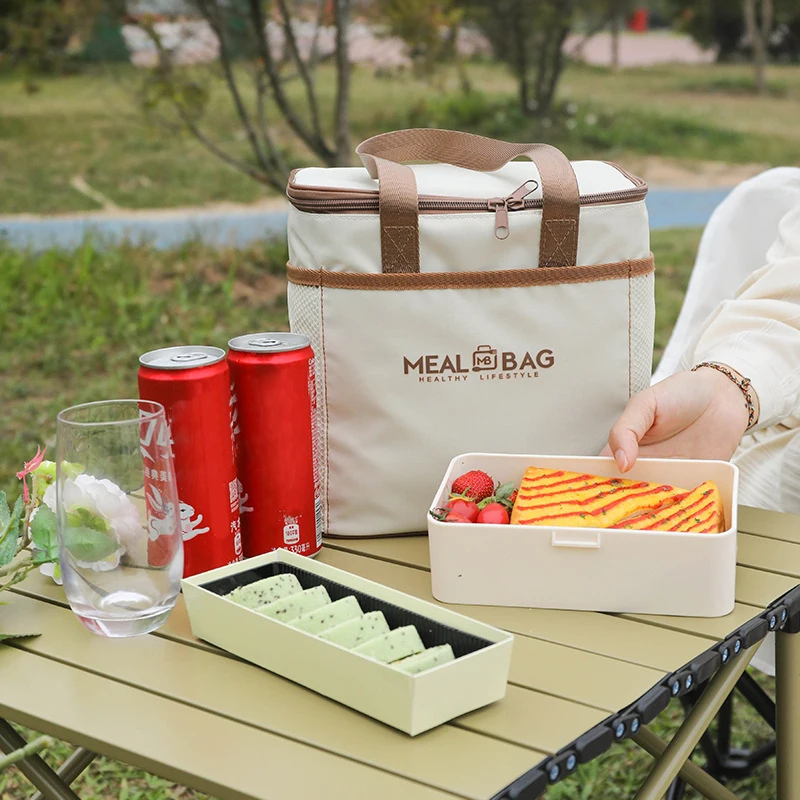 Tragbare Lunchtasche, isolierte Lebensmittelbox, wasserdichte, isolierte Box mit Schultergurt, handgehaltene Lunchbox-Tasche, frisches AluminiumA-DH