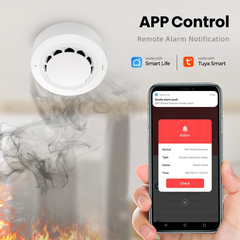 ONENUO Tuya Zigbee Smoke Sensor Fire Alarm Detector Home Security Alarm Smoke Sensor Should Work with Tuya Zigbee Hub