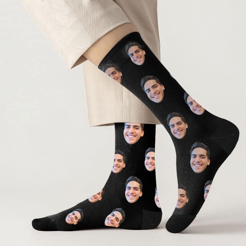 Custom Socks with Photo Personalized Face Socks for Men Women Customized Funny Gag Gifts for Dad Christmas One Size