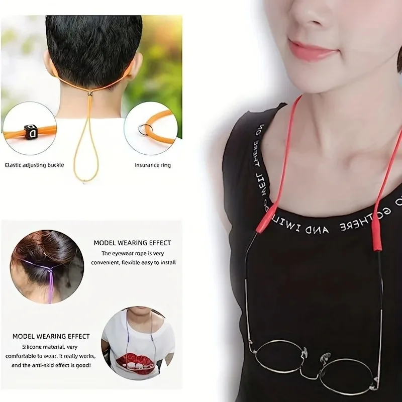 แฟชั่นกีฬาแว่นตา Retainer Candy สีซิลิโคนแว่นตากันแดดผู้หญิงผู้ชายสายรัดแว่นตาปรับแว่นตาผู้ถือยืดหยุ่น