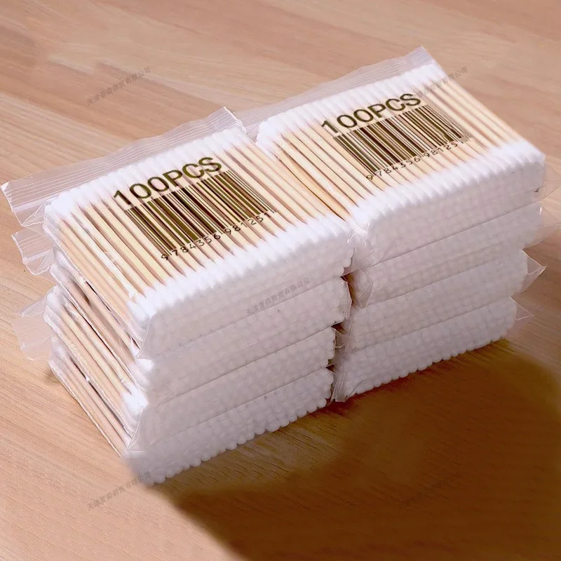 1-20 paquetes 100 unids/pack palitos de madera hisopos de algodón para bebés limpieza de orejas tampones salud belleza hisopo de algodón limpieza bastoncillos de algodón