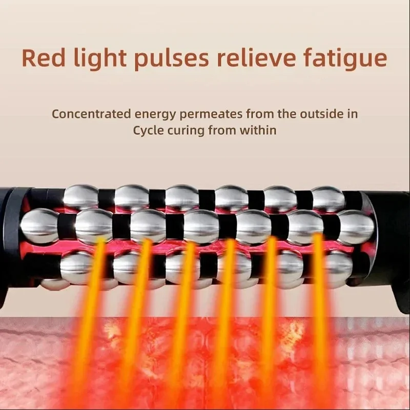 Dispositivo de massagem aquecido com luz vermelha relaxada, bola interna rotativa 360, rolo de massagem de relaxamento muscular para corpo inteiro, anticelulite