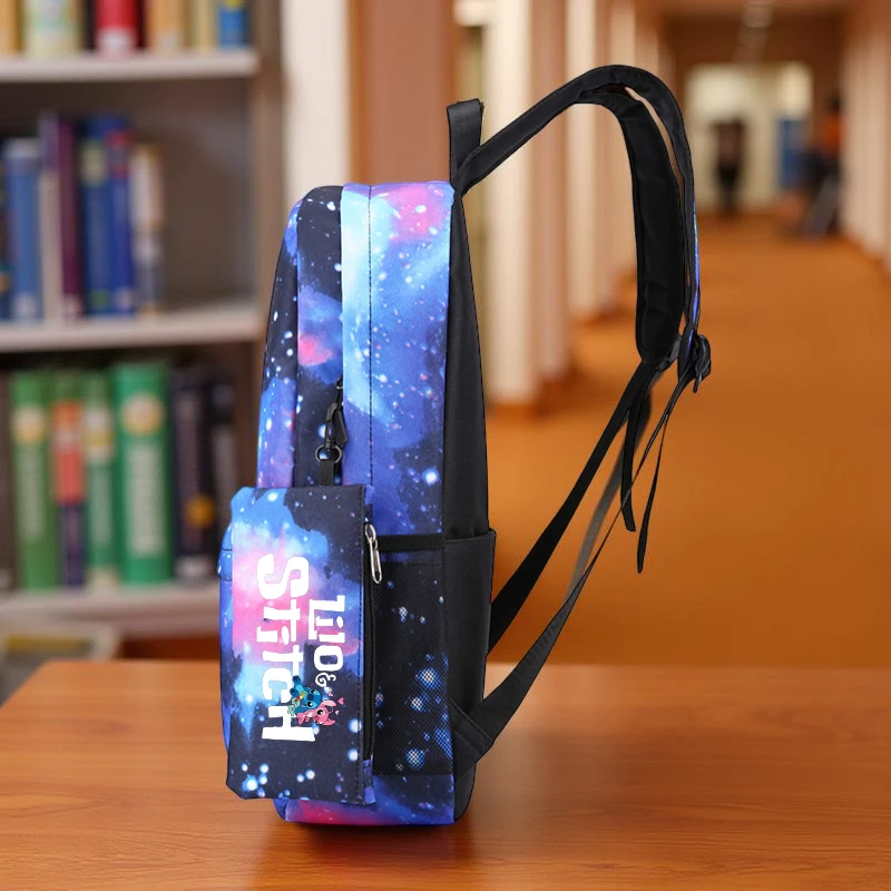 Set di zaini durevoli Stitch, zaino per studenti di grande capacità con borsa a tracolla e astuccio, ideale per giovani, materiale scolastico