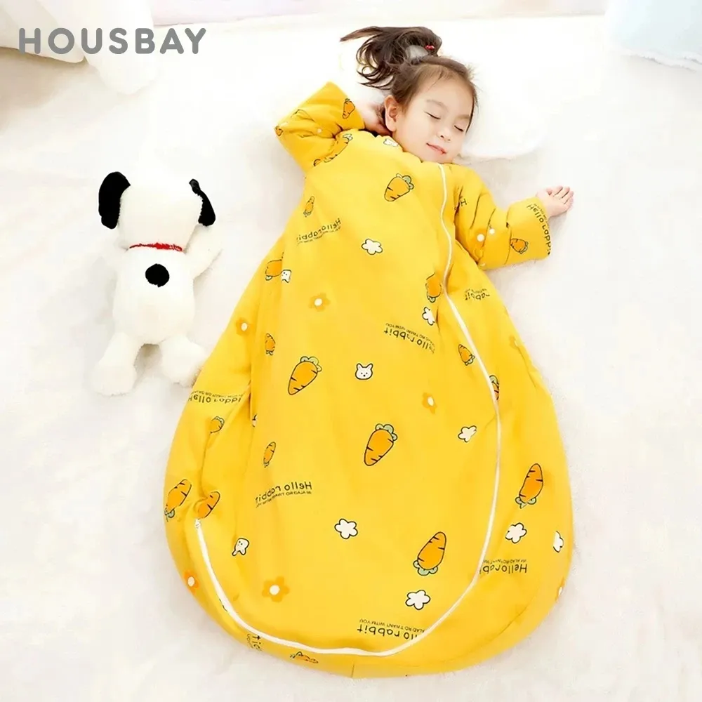 Sacco a pelo per bambini 2.5Tog Sacco a pelo per bambini Inverno Spessore maniche staccabili Coperta anti-calcio Trapunta per neonati Indumenti da notte