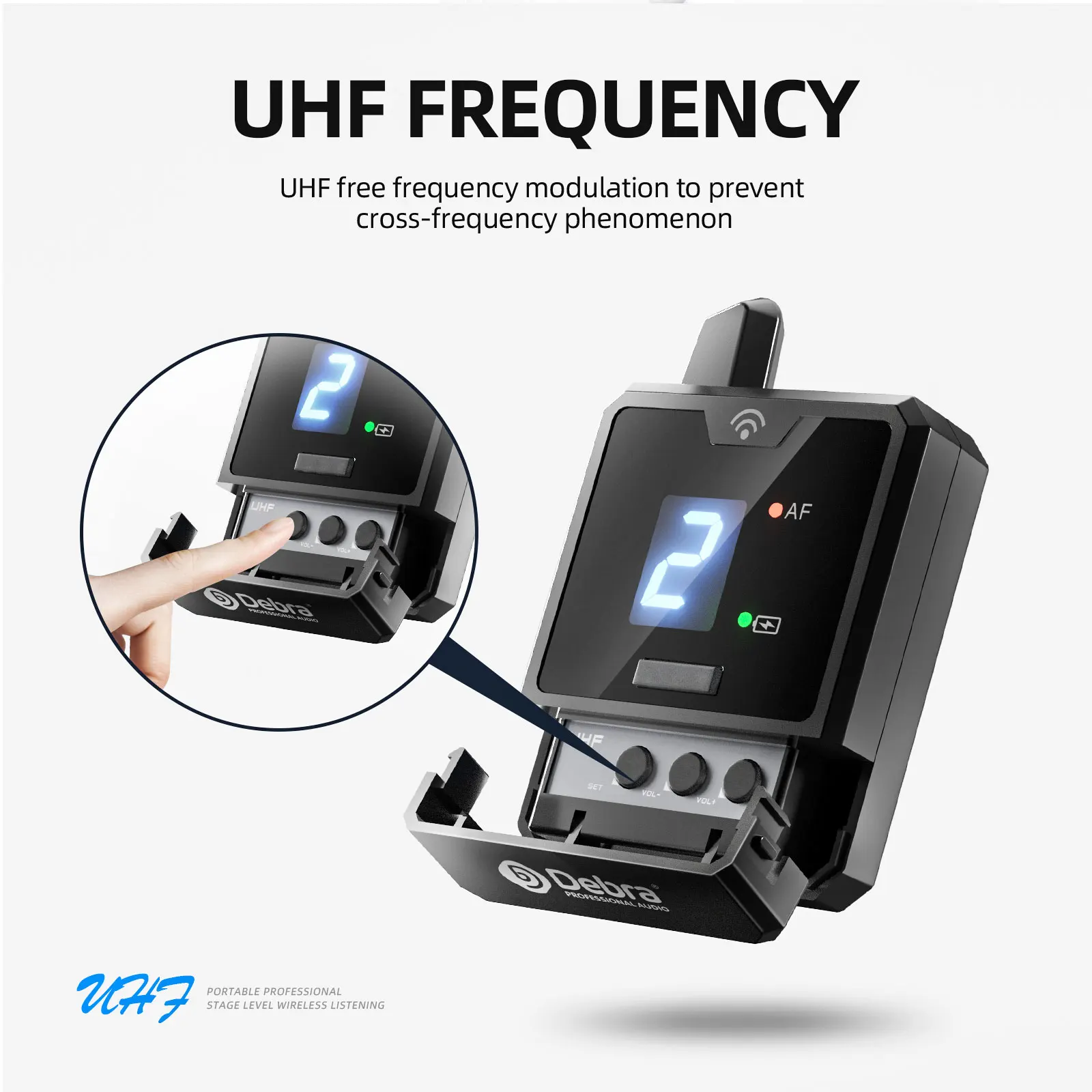 Debra New Protable UHF IEM Wireless In-Ear Monitor System Audio-Mini Rechargeable for Music Audio Monitoring Live Broadcast
