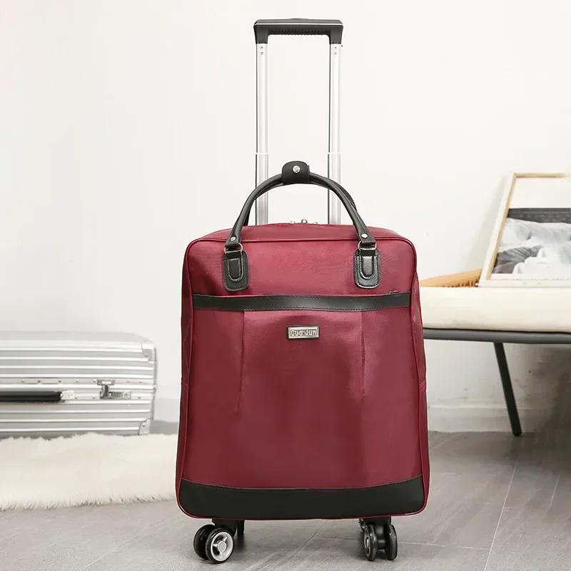 Bolsa de viagem feminina com carrinho, mochila multifuncional com rodas, mala à prova d'água