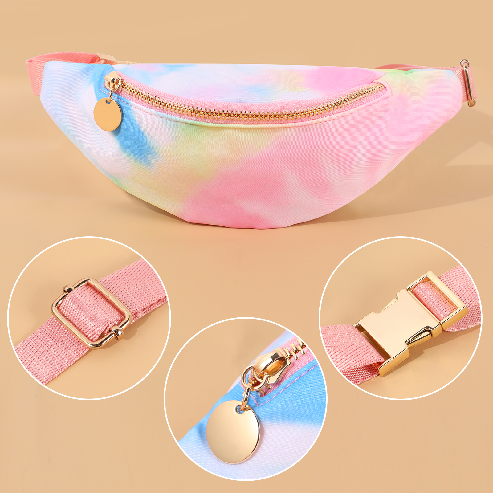 Riñonera de nailon para niños pequeños, bolsa de cintura con cremallera, ajustable, ligera, multifunción, resistente al agua