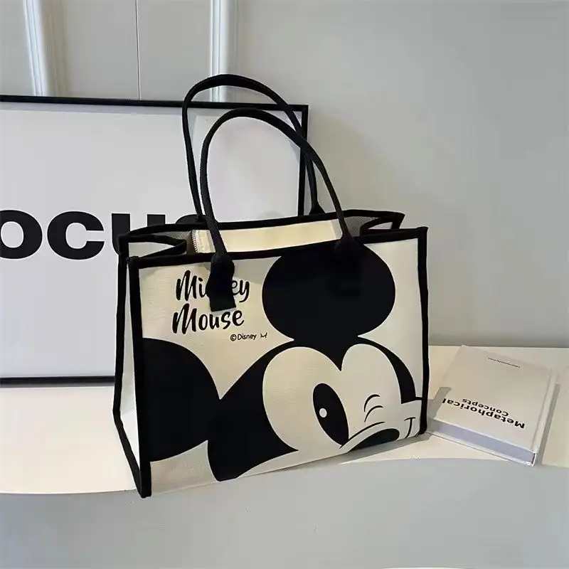 Torba na ramię damska Disney Mickey o dużej pojemności, koreańska wersja, modna torba płócienna, do codziennego dojazdu do pracy.