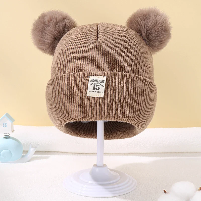 Berretti per bambini Cappello di lana per bambini Cappelli spessi per bambini Paraorecchie caldo Berretti invernali caldi in maglia Berretto per neonato Cappello per bambini Pom Pom