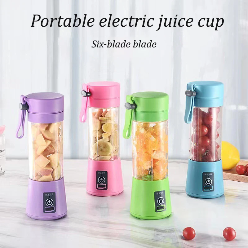 Licuadora exprimidora portátil, taza de jugo de viaje USB, máquina mezcladora de alimentos para bebés con 6 cuchillas actualizadas con potente motor de carga de 4000mAh