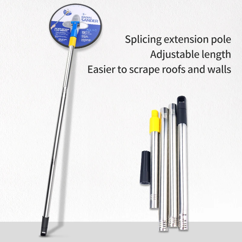 Lijadora de paneles de yeso de 9 pulgadas con poste de extensión para limpieza y pulido de paredes, lijadora Radial Circular 360 para paredes y pintura en seco