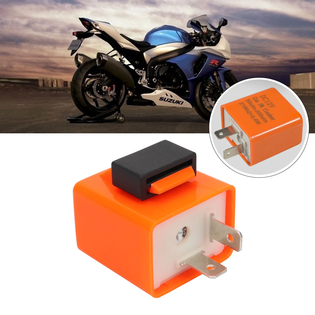 2-pins motorfiets knipperrelais snelheid verstelbaar elektronisch relais voor Moto richtingaanwijzer directe vervanging gevaar waarschuwing