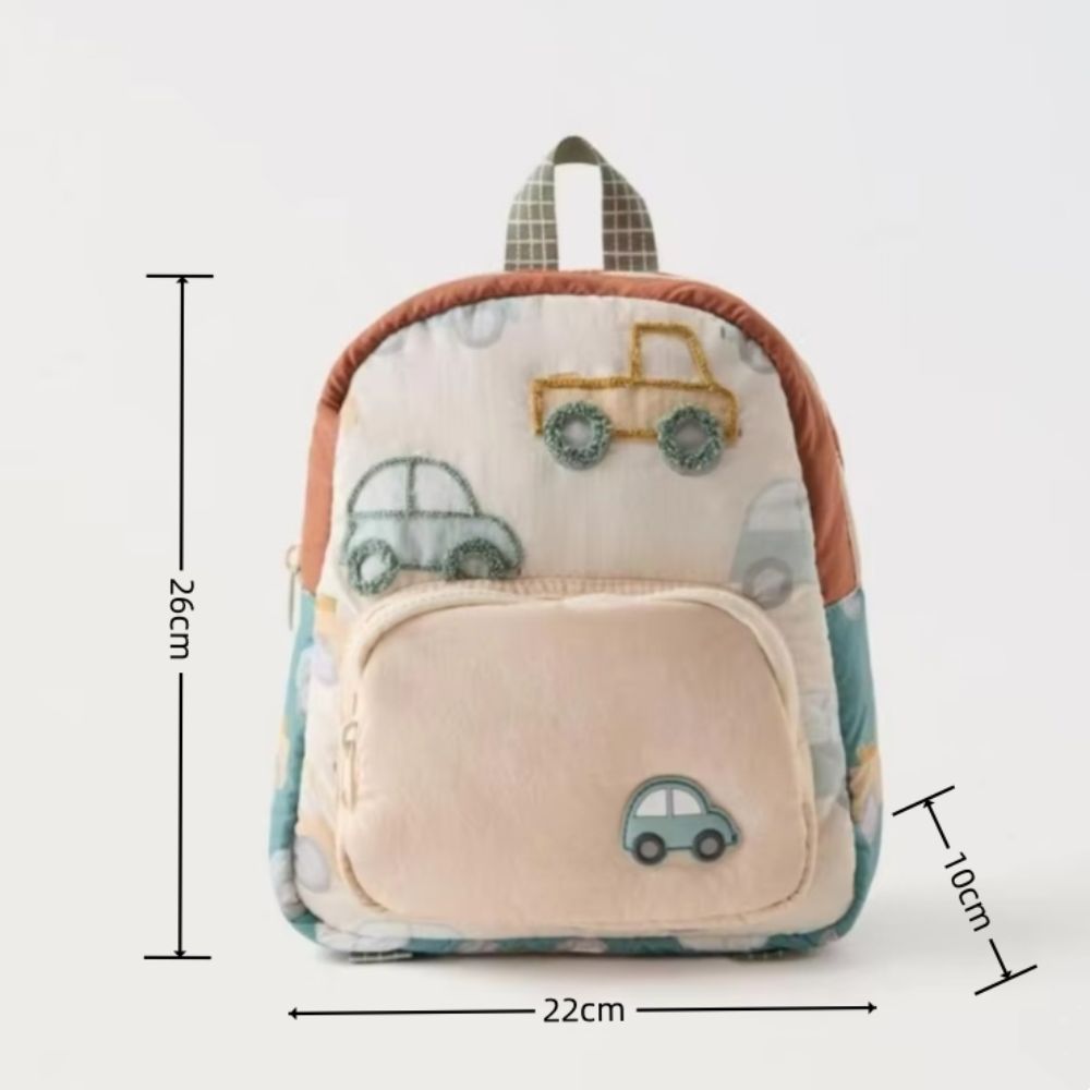 Cartoon Car Embroidery Children's School Backpack Kindergarten Multifunctional Students Schoolbag Lightweight Backpack