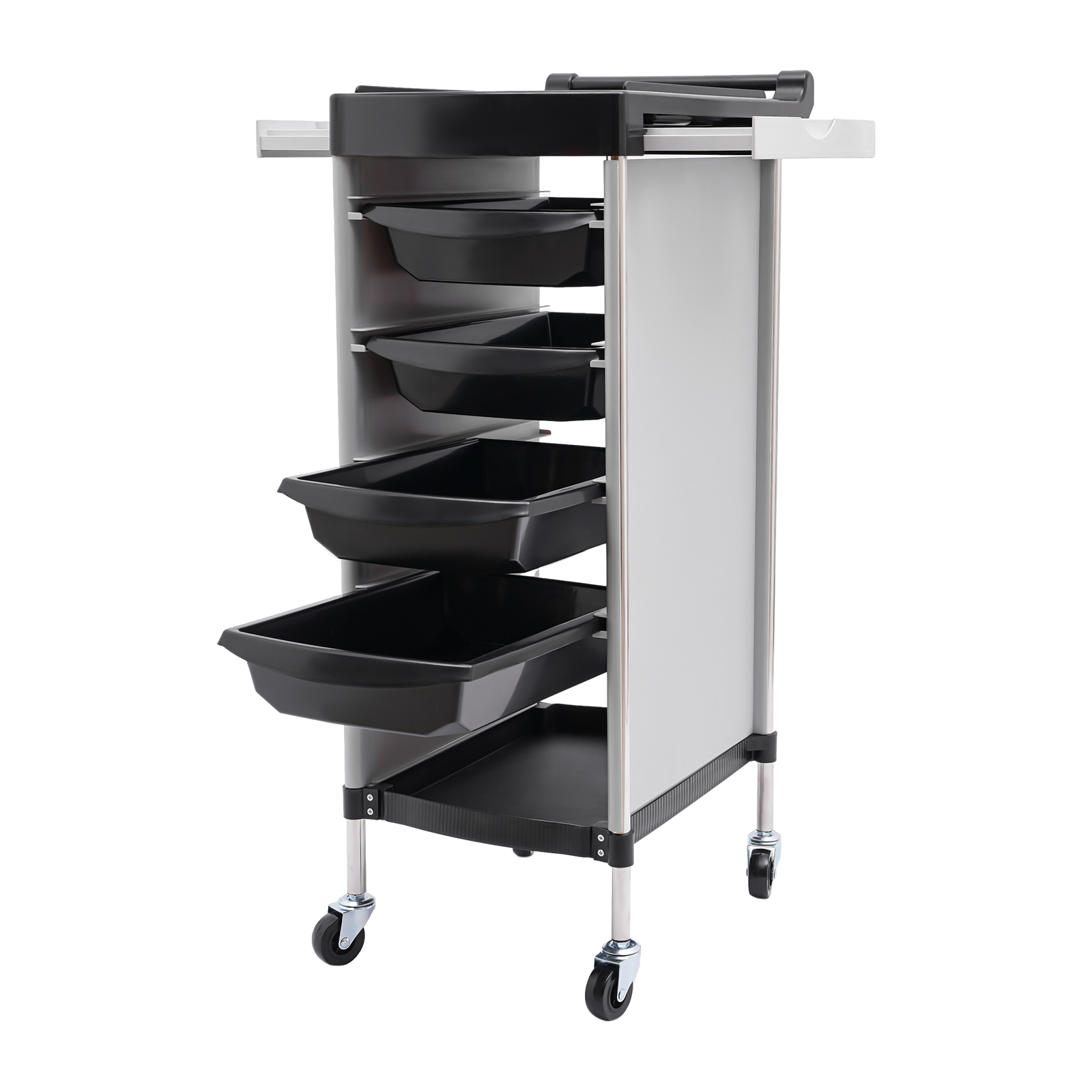 Salonwagen, PP 6-stufiger Schubladen-Multifunktions-Salonwagen, Friseurregal mit Rollen 36 * 37 * 85 cm