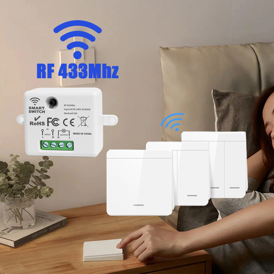 433mhz 1/2/3gang 86 interruptor do painel de parede sem fio interruptor inteligente luz com controle remoto interruptor 10a 110v 220v para lâmpada led