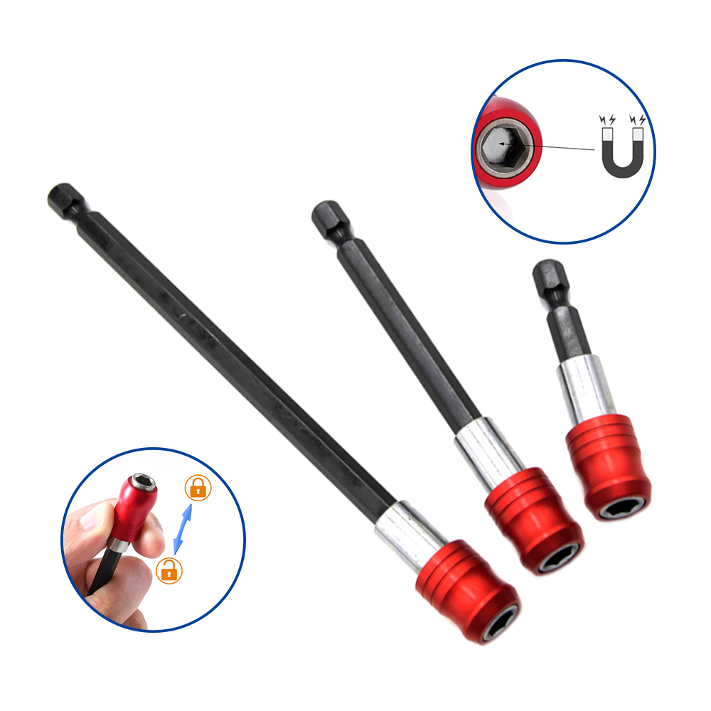 หกเหลี่ยมสีแดงสามชิ้นชุด QUICK RELEASE Self-locking EXTENSION Rod 60/100/150 มม.ไขควงหัว EXTENSION Rod